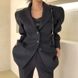 Puff-shoulder A-line Blazer