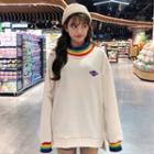 Rainbow Striped Embroidered Pullover