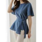 Belted Bell-sleeve Blouse
