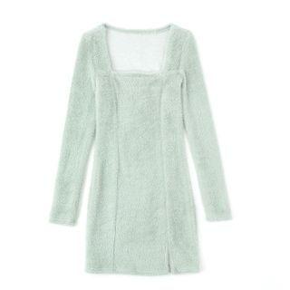 Long-sleeve Fleece Mini Sheath Dress