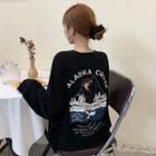 Print Long-sleeve T-shirt Black - One Size