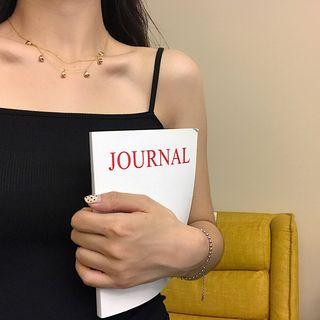 925 Sterling Heart Pendant Necklace L216 - Gold - One Size