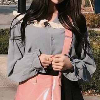 Ruffle Trim Blouse As Shown In Figure - One Size