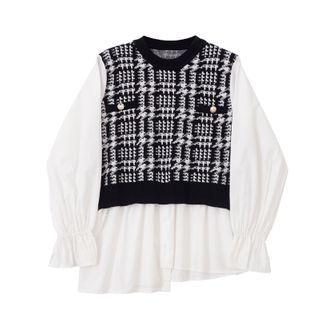 Mock Two-piece Houndstooth Panel Top