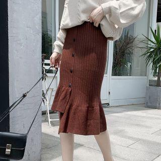 Knit Ruffled Fitted Skirt