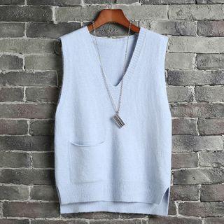 Pocket Detail V-neck Sweater Vest
