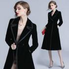 Velvet Snap-button A-line Coat