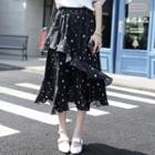 Ruffled Star Print Midi Skirt