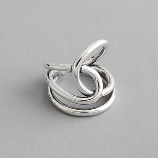925 Sterling Silver Layered Open Ring Retro Silver - One Size