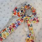 Floral Print Hair Tie White & Yellow & Red - One Size