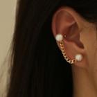 Faux Pearl Chain Alloy Earring 1 Pc - Right Ear - Gold - One Size