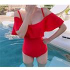 Cold-shoulder Ruffled Swimsuit