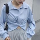 Twist Cropped Polo Sweatshirt