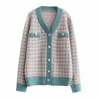 Plaid Cardigan Blue - S