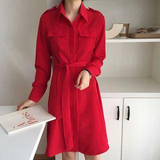 Hidden Placket Shirtdress