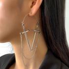 Sword Chained Alloy Dangle Earring 1 Pair - Sword Chained Alloy Dangle Earring - Silver - One Size
