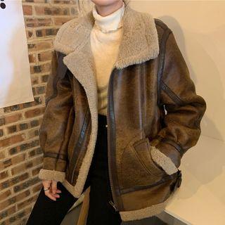 Fleece Trim Stand-collar Jacket