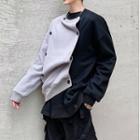 Two-tone Button-up Sweatshirt