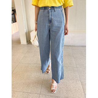Button-side Wide-leg Jeans