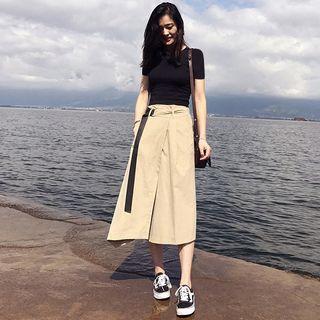 Plain Short-sleeve T-shirt / Tank Top / Midi A-line Skirt / Set