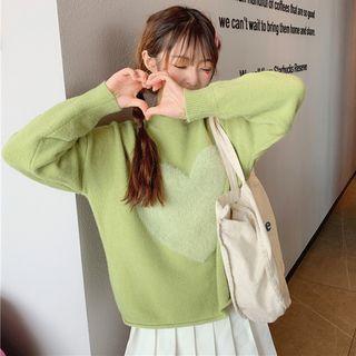 Heart Detail Long-sleeve Knit Top