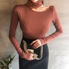 Cutaway Turtleneck Slim Fit Top