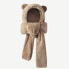 Bear Ear Chenille Hooded Scarf 12 - Set Of 2 - Camel - One Size