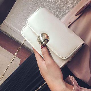 Faux Leather Disc Clutch Bag