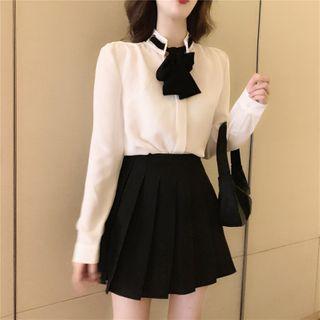 Tie-neck Blouse 6707 - Blouse - White - One Size
