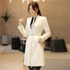 Single-button Belted A-line Coat