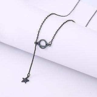 Planet Sterling Silver Necklace Black - One Size
