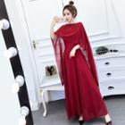 Set: Strappy Maxi Chiffon Dress + Shawl