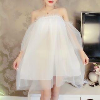 Mesh Off-shoulder Mini Dress