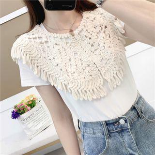 Crochet Knit Scarf Almond - One Size