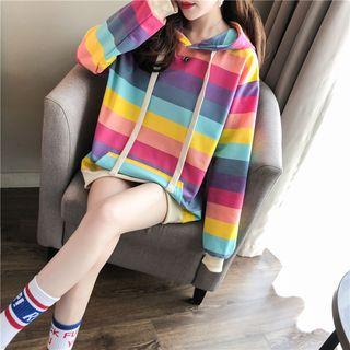Rainbow Striped Hooded Sweatshirt