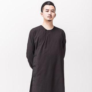 Chinese-style Frog Button-side Wrapped Robe Top