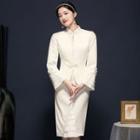Traditional Chinese Set: Frog Buttoned Jacket + Cap-sleeve Sheath Dress