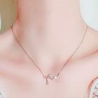 925 Sterling Silver Rhinestone Heartbeat Necklace 1 Pc - Silver - One Size