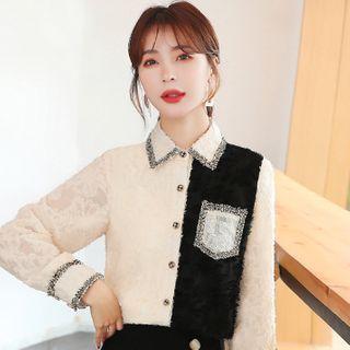 Two Tone Cropped Chiffon Shirt