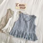Ruffle Trim V-neck Sleeveless Top