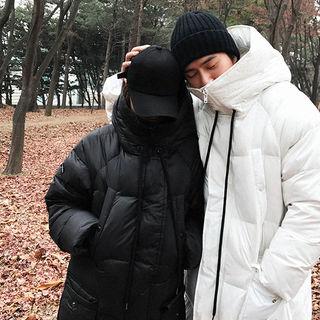 Couple Lettering Duck Down Long Padded Coat