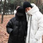 Couple Lettering Duck Down Long Padded Coat