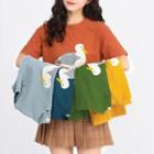 Elbow-sleeve Duck Printed T-shirt