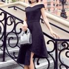 Off-shoulder Asymmetric Hem A-line Dress