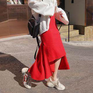 Cutout-hem Long Mermaid Skirt