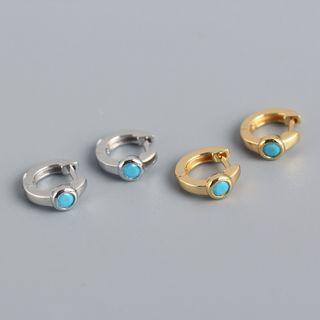 Gemstone Sterling Silver Hoop Earring