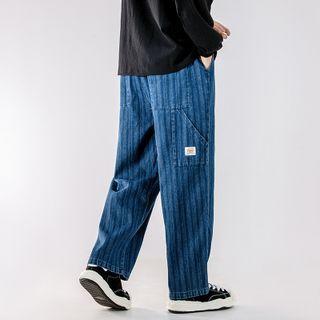 Drawstring Striped Loose Fit Jeans