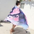 Print Shawl Purplish Blue Love Heart Birds - 180cm X 100cm