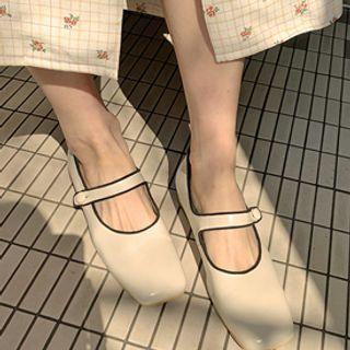Piped Patent Mary Jane Flats