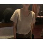 Short-sleeve Alpaca Blend Knit Top